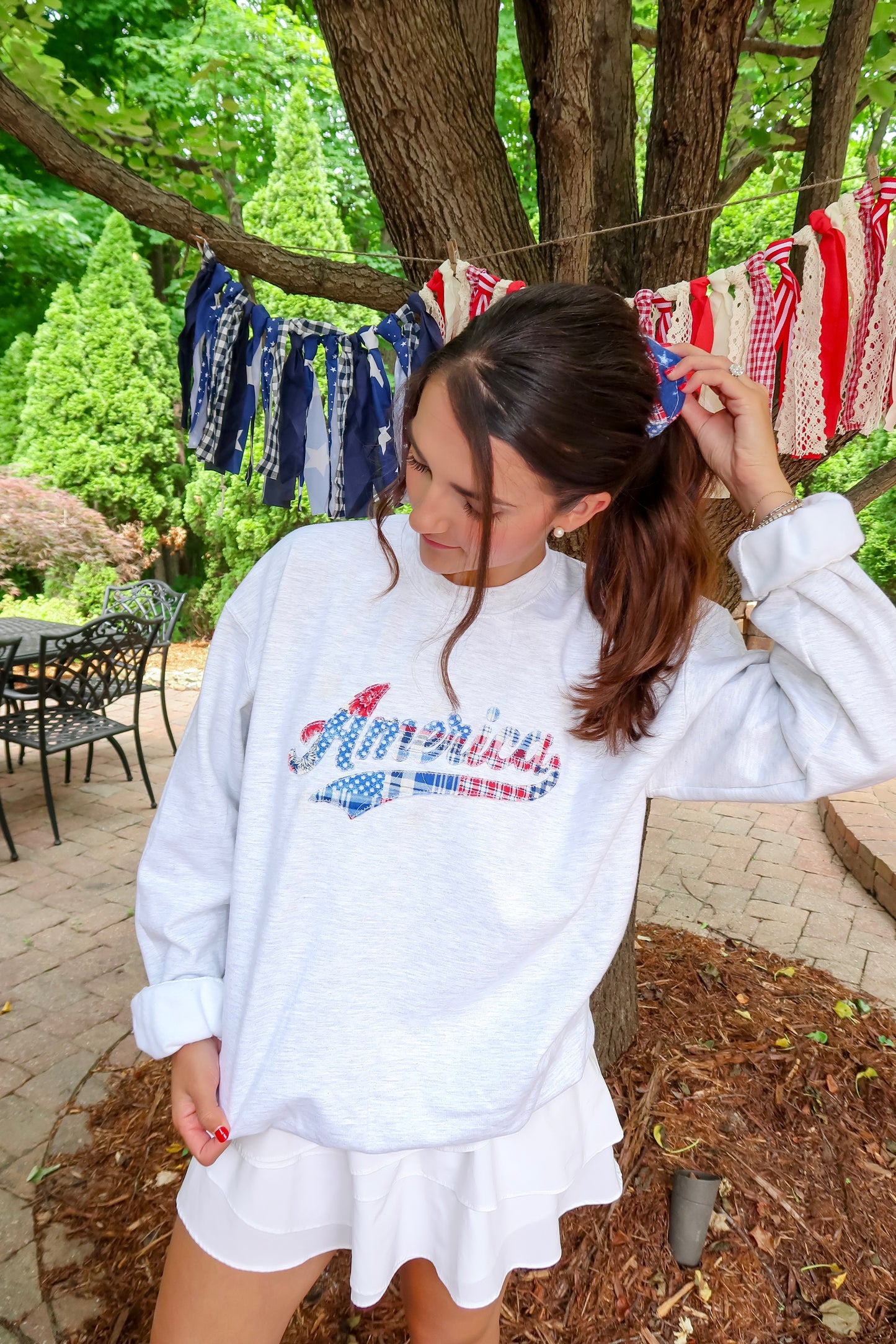 America Patchwork Crewneck