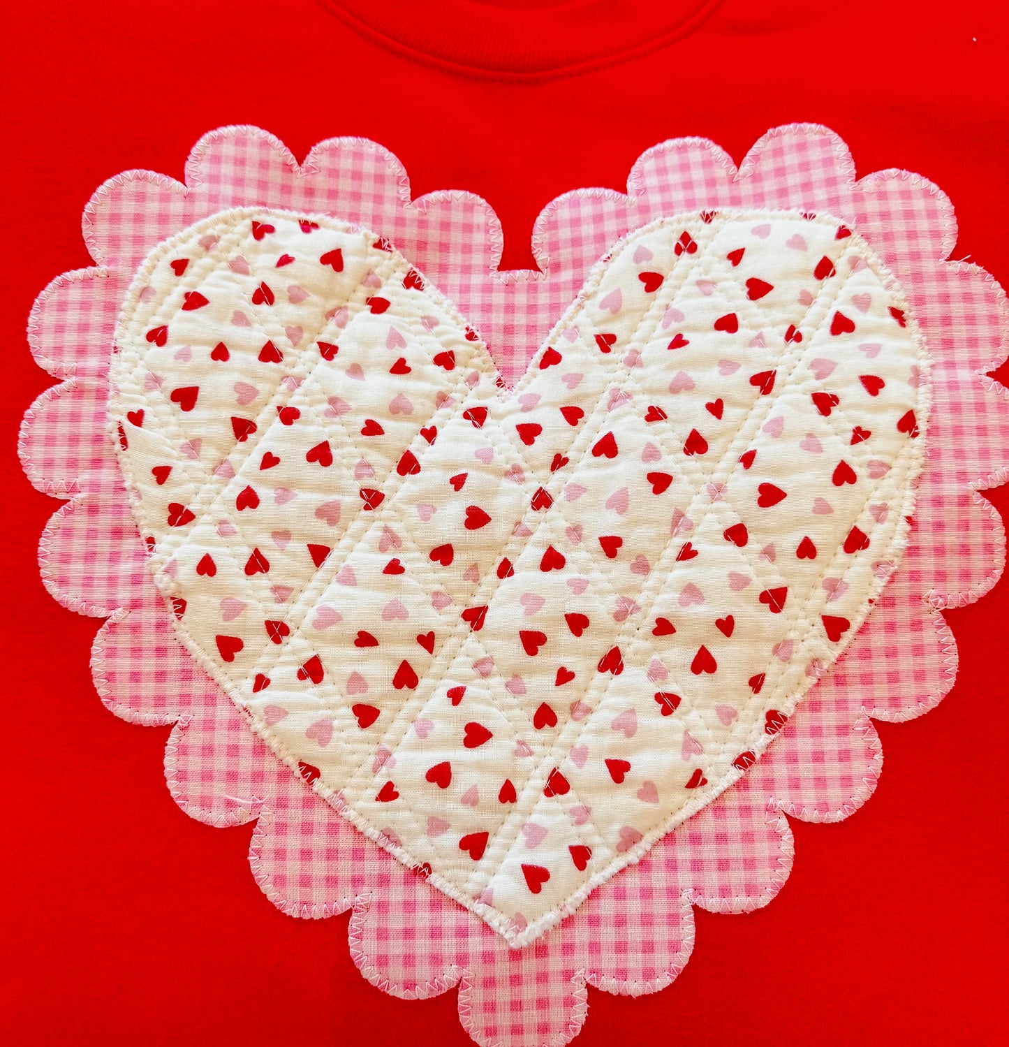 XL Gingham Heart Pullover