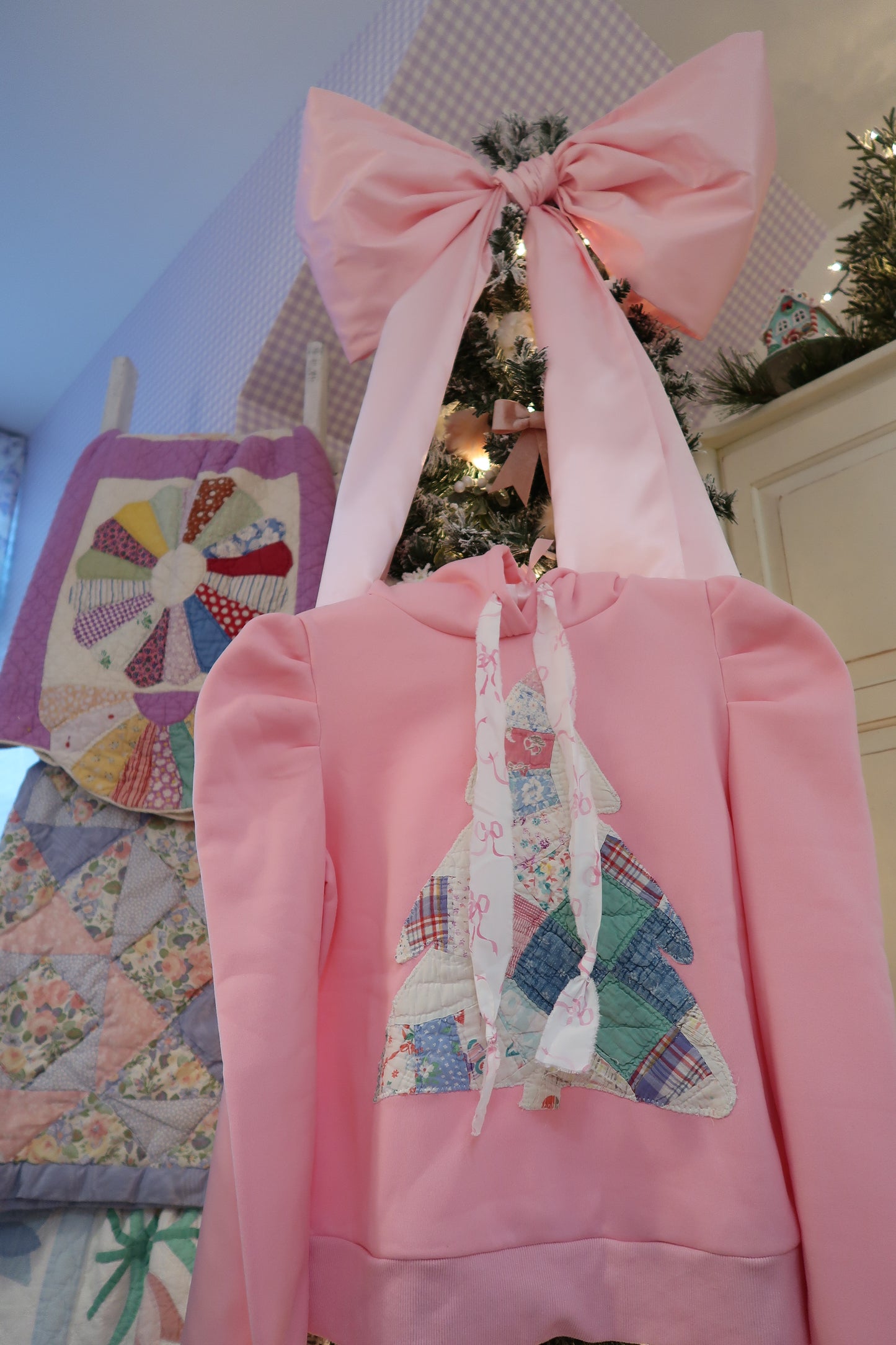 Medium Pink Puff Sleeve Tree Hoodie