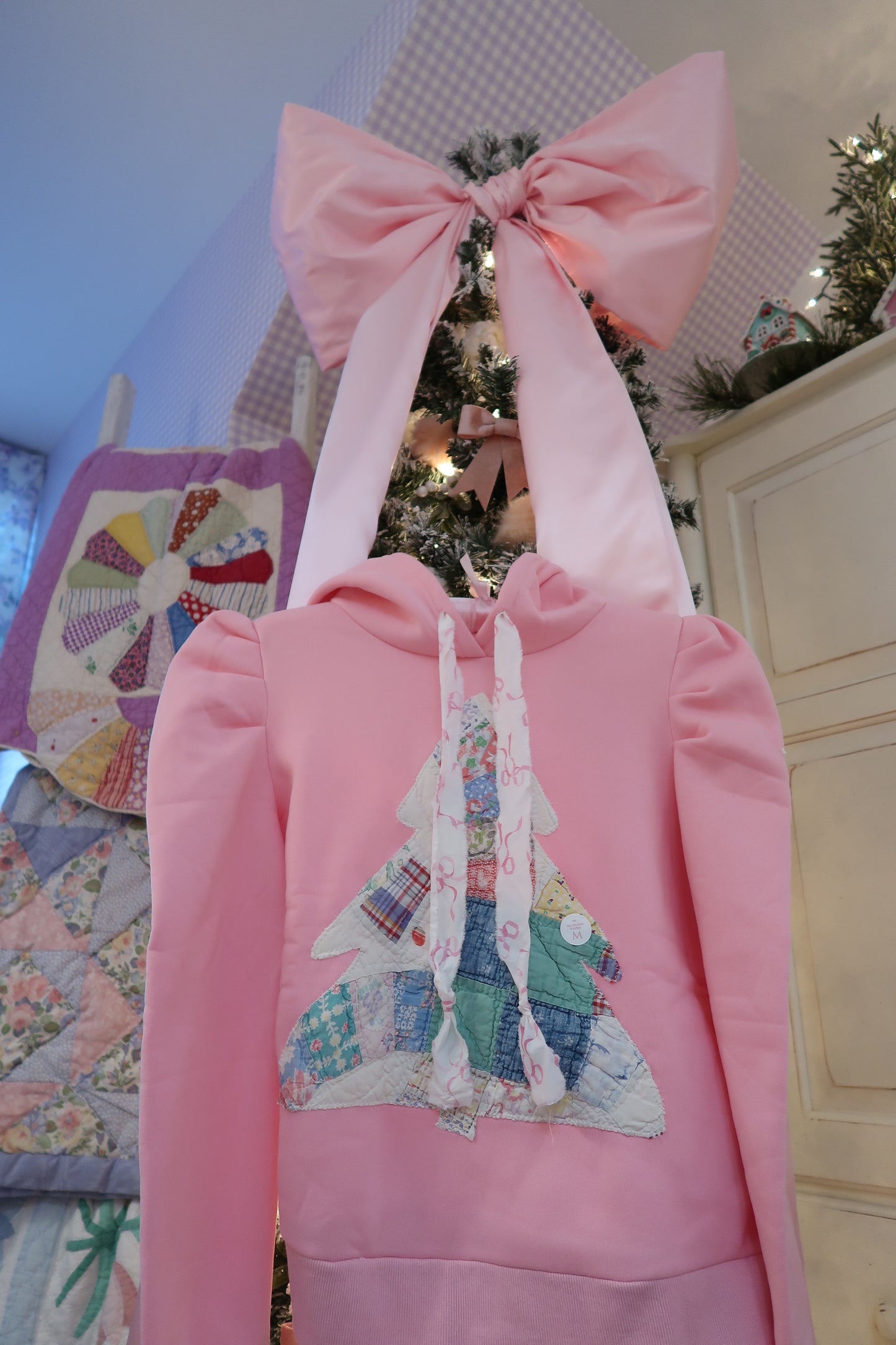 Medium Pink Puff Sleeve Tree Hoodie