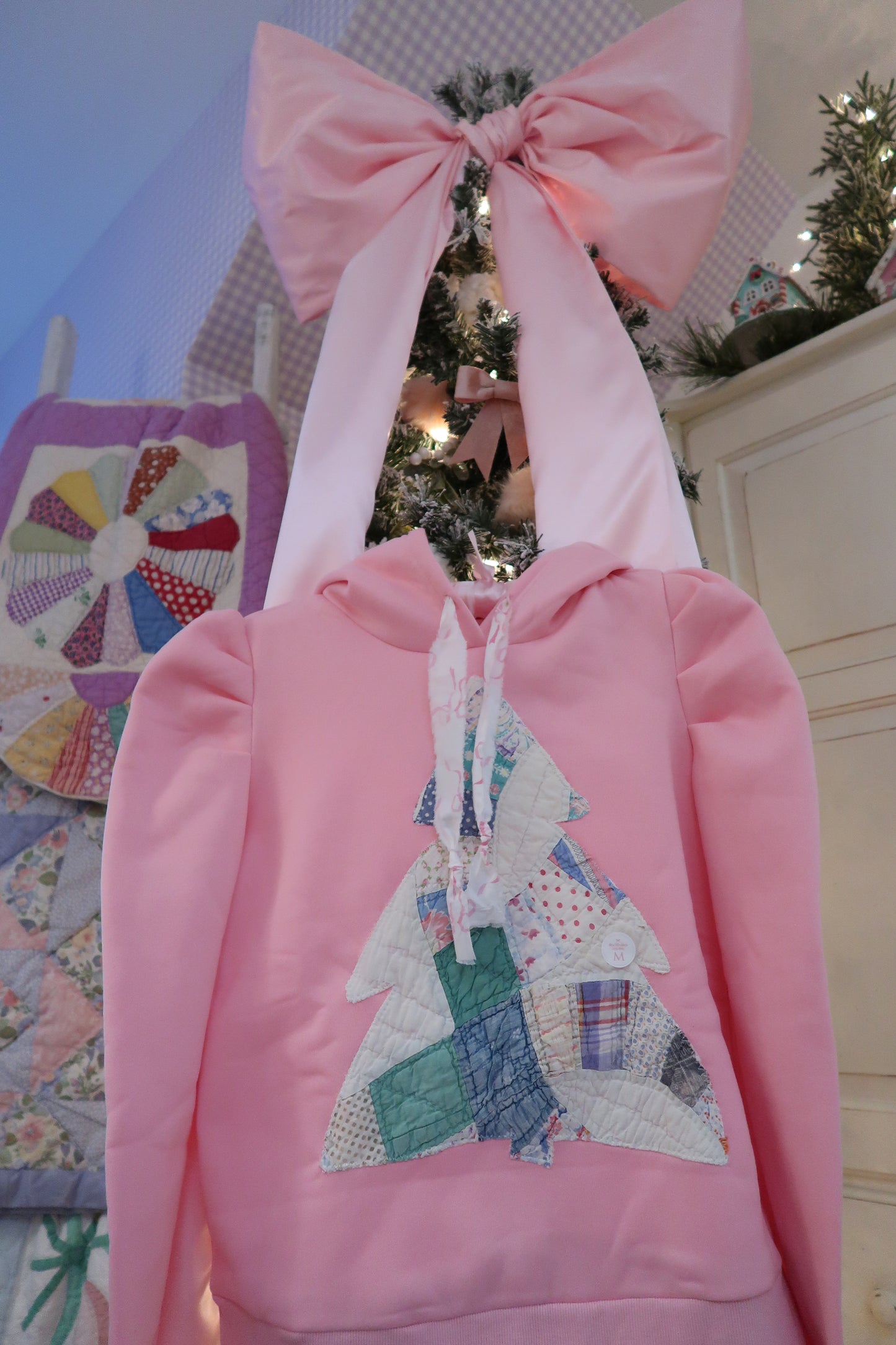 Medium Pink Puff Sleeve Tree Hoodie