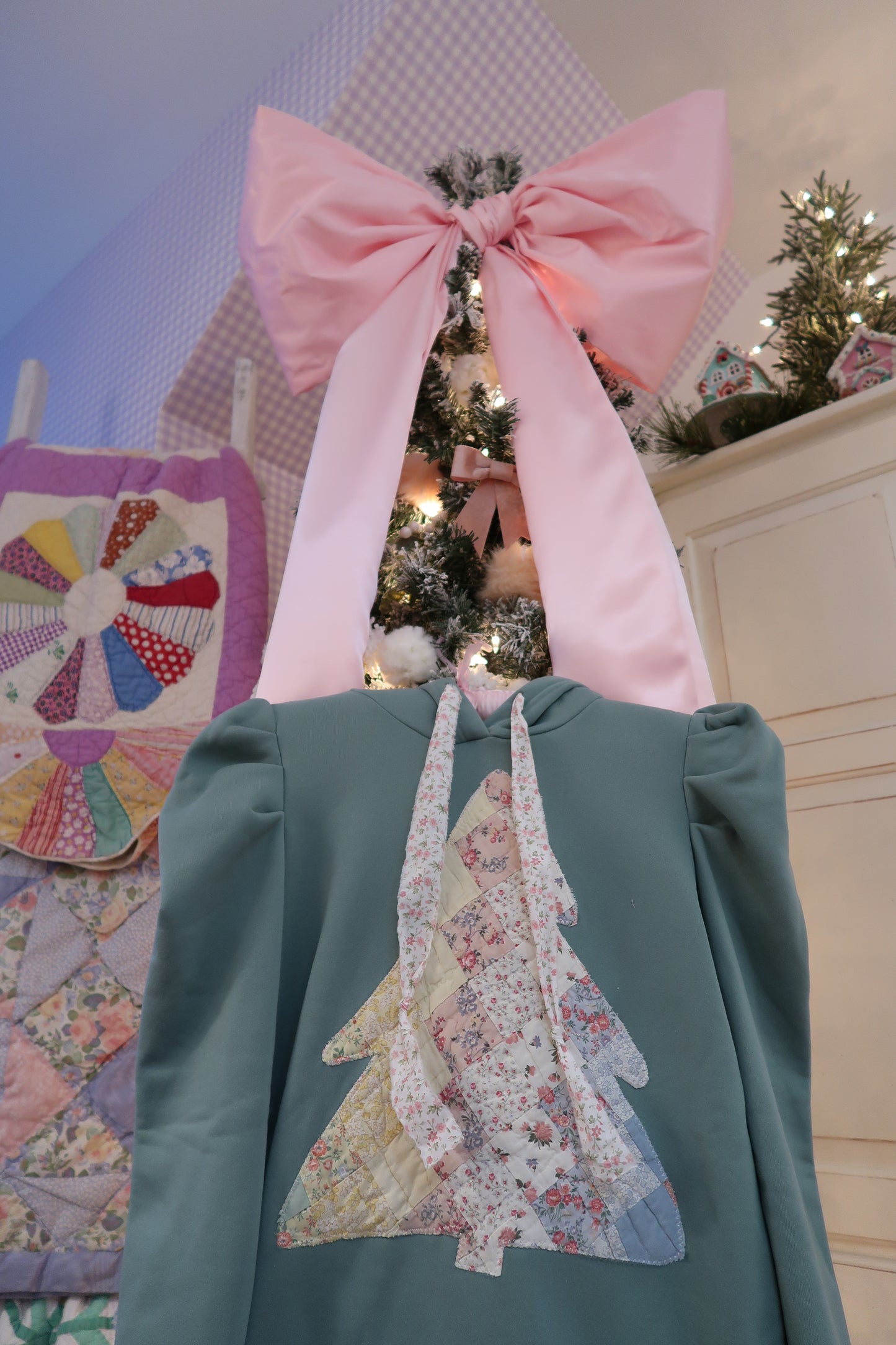 Medium Green Puff Sleeve Tree Hoodie