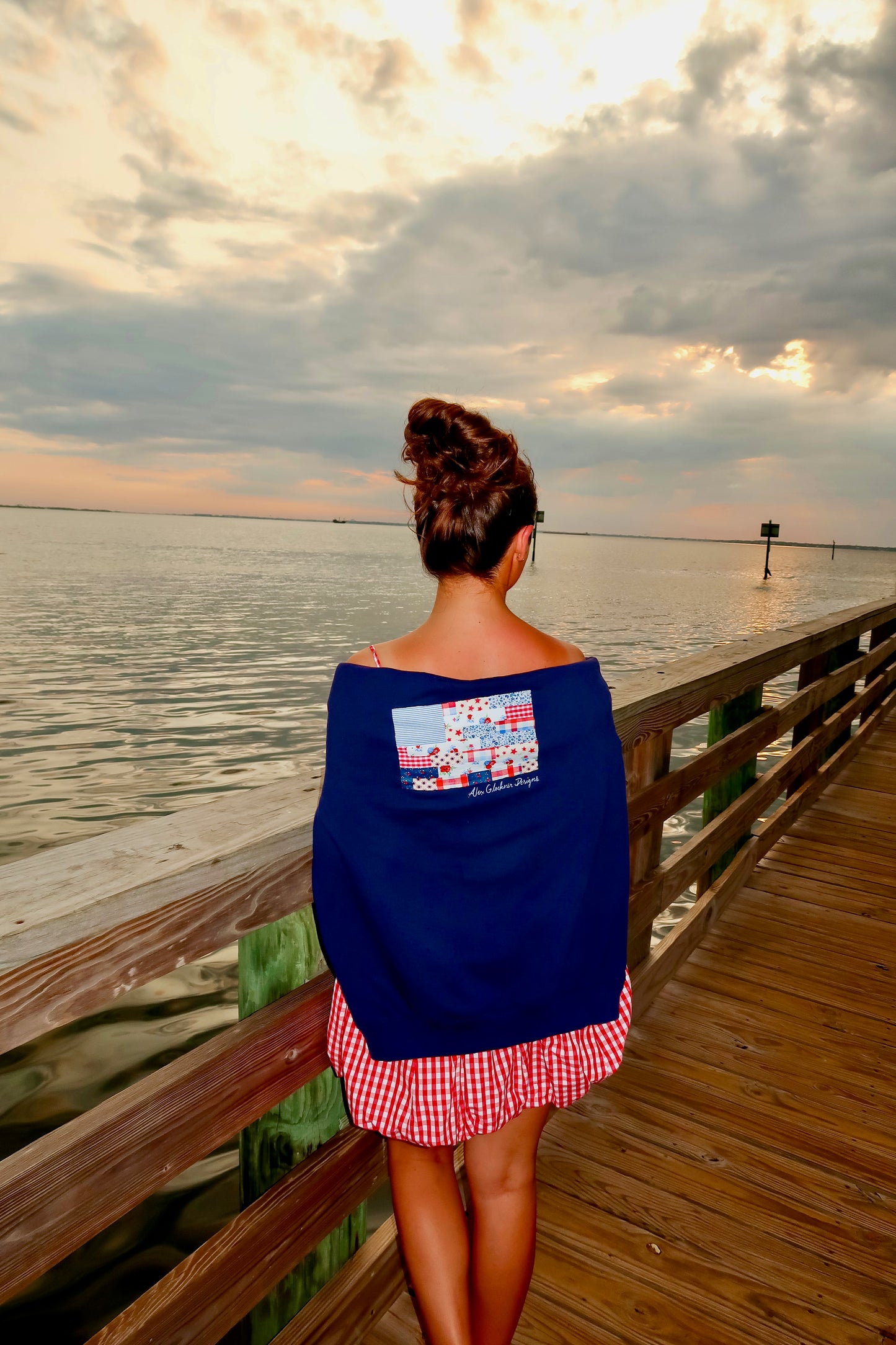 Flag Graphic Navy Crewneck