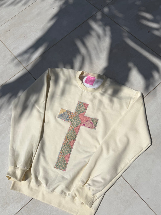 Small Quilted Cross Crewneck