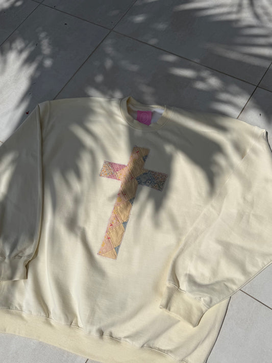 XXL Quilted Cross Crewneck