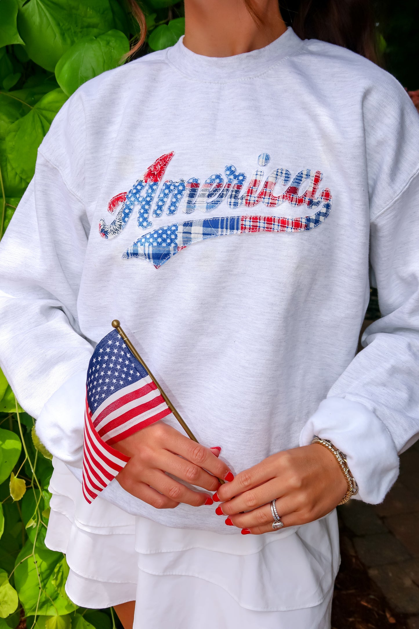 America Patchwork Crewneck