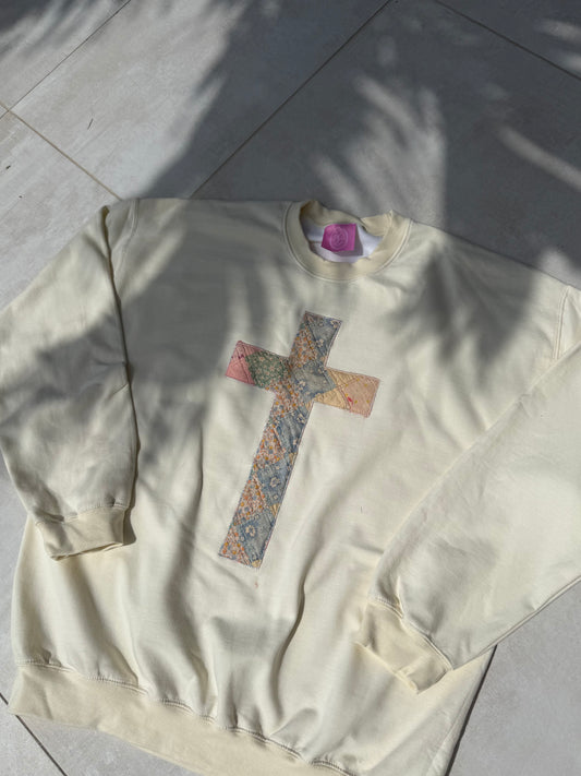 XL Quilted Cross Crewneck