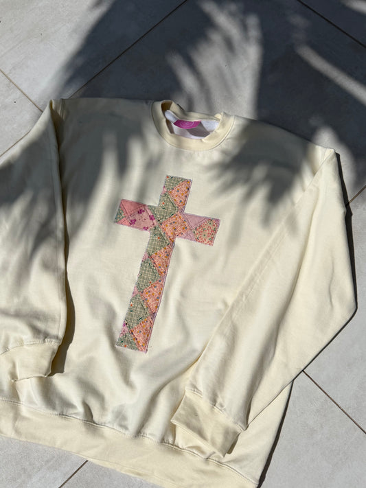Large Quilted Cross Crewneck