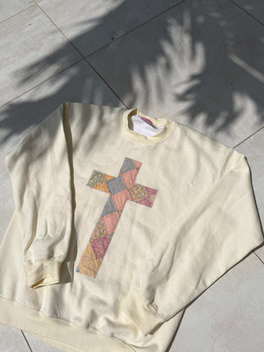 Medium Quilted Cross Crewneck
