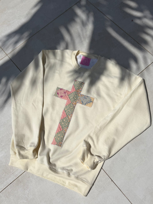 Small Quilted Cross Crewneck