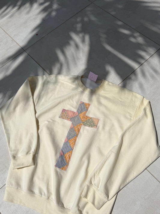 Medium Quilted Cross Crewneck