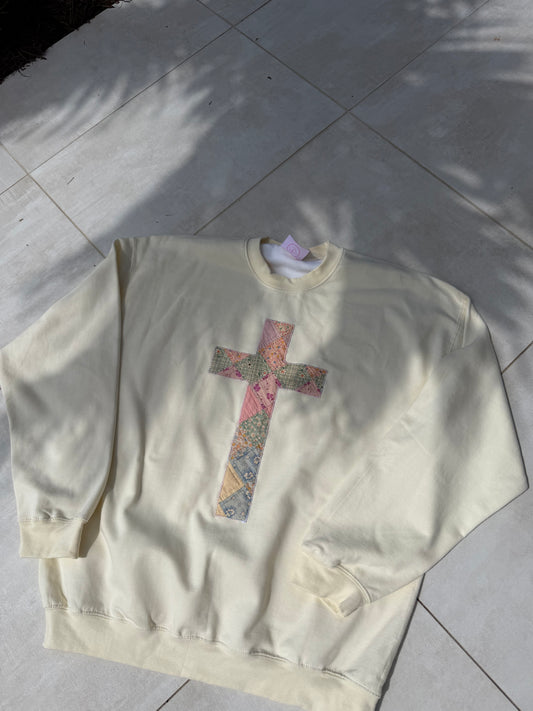 XL Quilted Cross Crewneck
