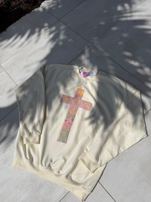 Large Quilted Cross Crewneck