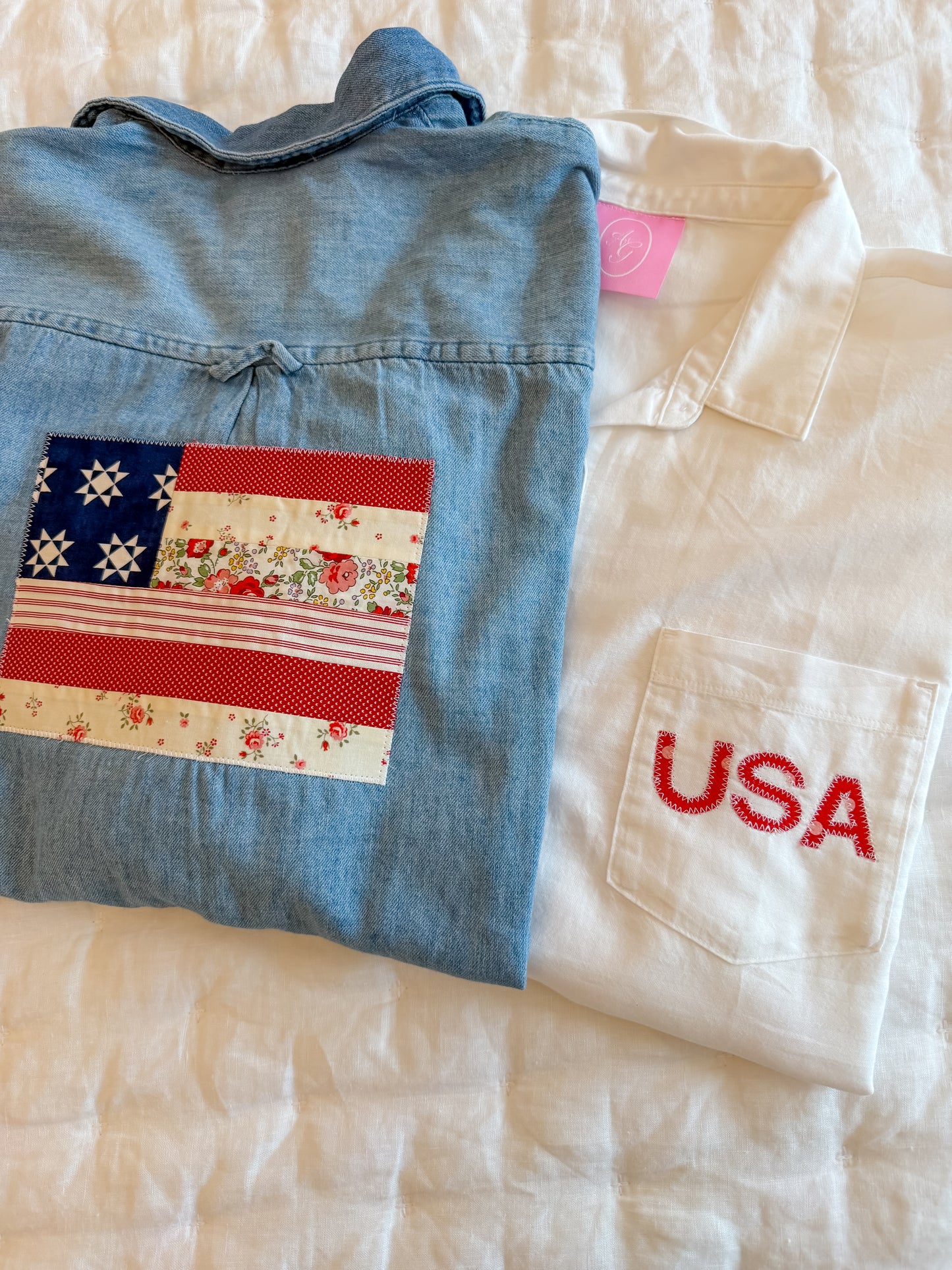 White Quilted Flag Oxford