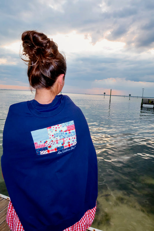 Flag Graphic Navy Crewneck